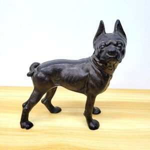 Vintage Cast Iron Dog Bosston Terrier Door Stop Figurine